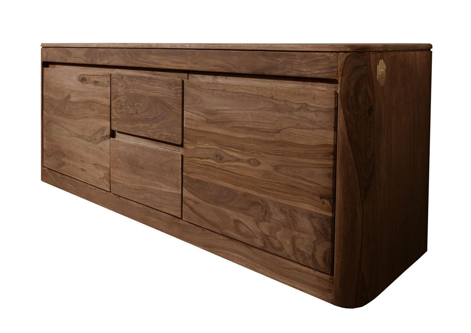 TV-BOARD Sheesham 147x40x58 rot-braun gebeizt TORONTO #100 - Dunkelbraun, Holz (147/58/40cm) - Massivmoebel24