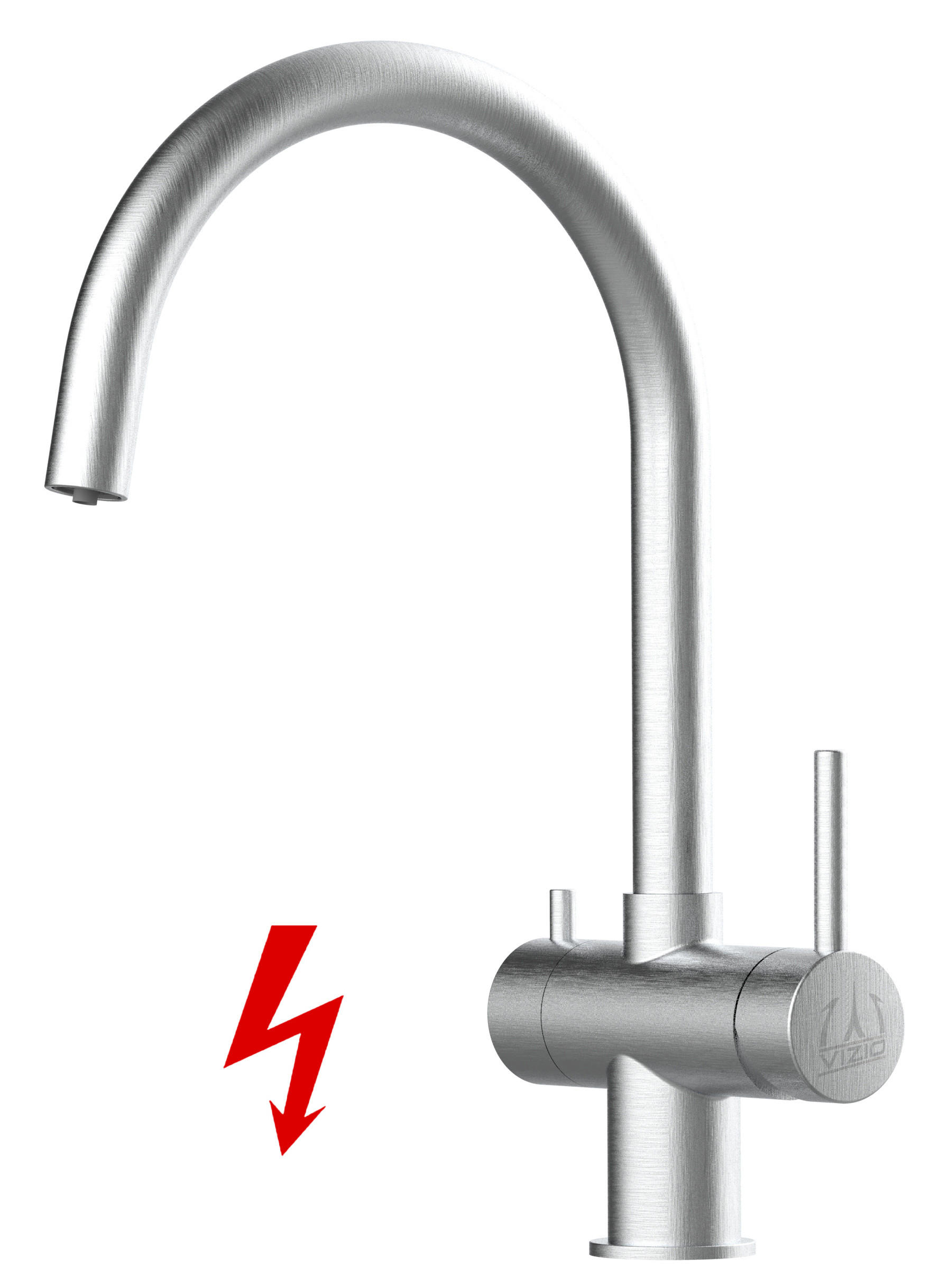 NIEDERDRUCK-3-WEGE-KÜCHENARMATUR, Edelstahl Massiv aus Chirurgenstahl, Gebürstet, 560° schwenkbar - Edelstahlfarben, Metall (21.4/39/21.4cm) - VIZIO