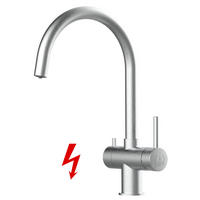 NIEDERDRUCK-3-WEGE-KÜCHENARMATUR, Edelstahl Massiv aus Chirurgenstahl, Gebürstet, 560° schwenkbar - Edelstahlfarben, Metall (21.4/39/21.4cm) - VIZIO