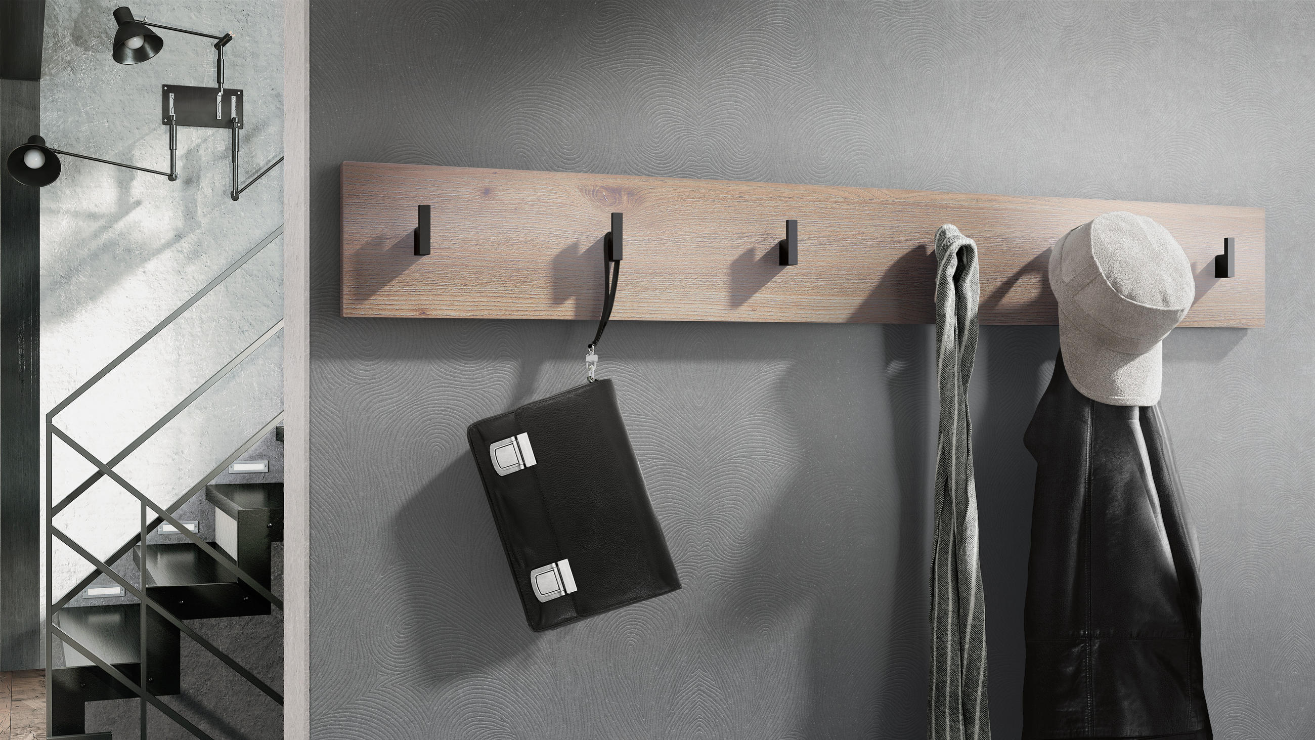 GARDEROBENPANEEL Linea Eiche Nordic - Silbereichenfarben, Holzwerkstoff (110.5/14.5/3.5cm) - Vladon