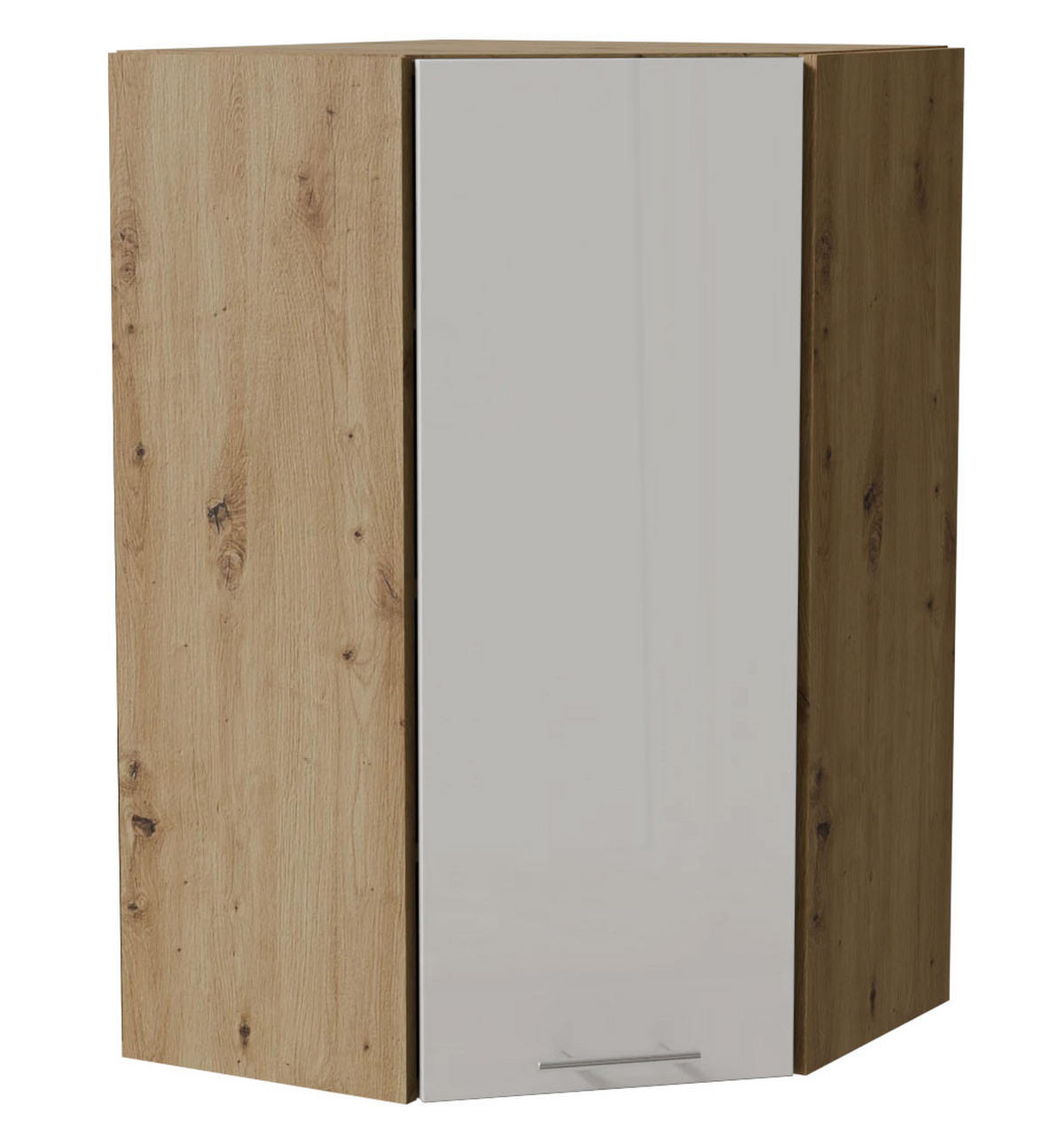 ECK-HÄNGESCHRANK Essen W4/10/60 Weiß Hochglanz / Eiche Artisan Matt 60 / 60 / 96cm - Weiß Hochglanz/Eiche Artisan, Holz/Holzwerkstoff (60/96/60cm) - Feldmann-Wohnen