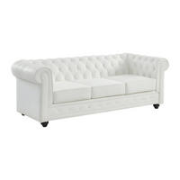 LEDERSOFA 3-Sitzer - Büffelleder - Weiß - CHESTERFIELD - Weiß, Leder (205/72/88cm) - Vente-Unique