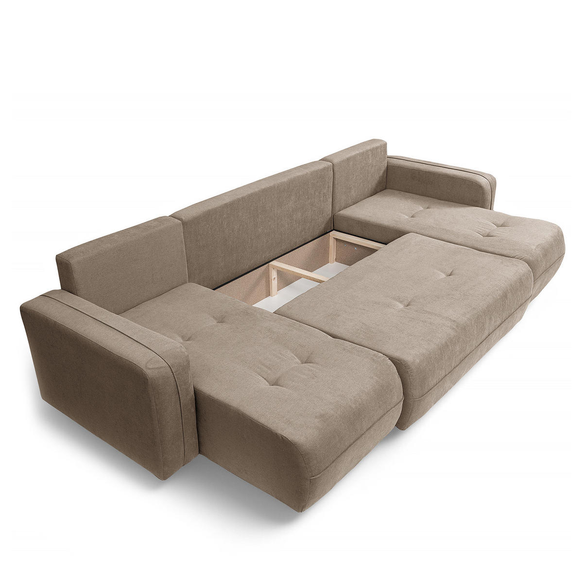 WOHNLANDSCHAFT - Schwarz/Cappuccino, Kunststoff/Textil (312/82/145cm) - home24