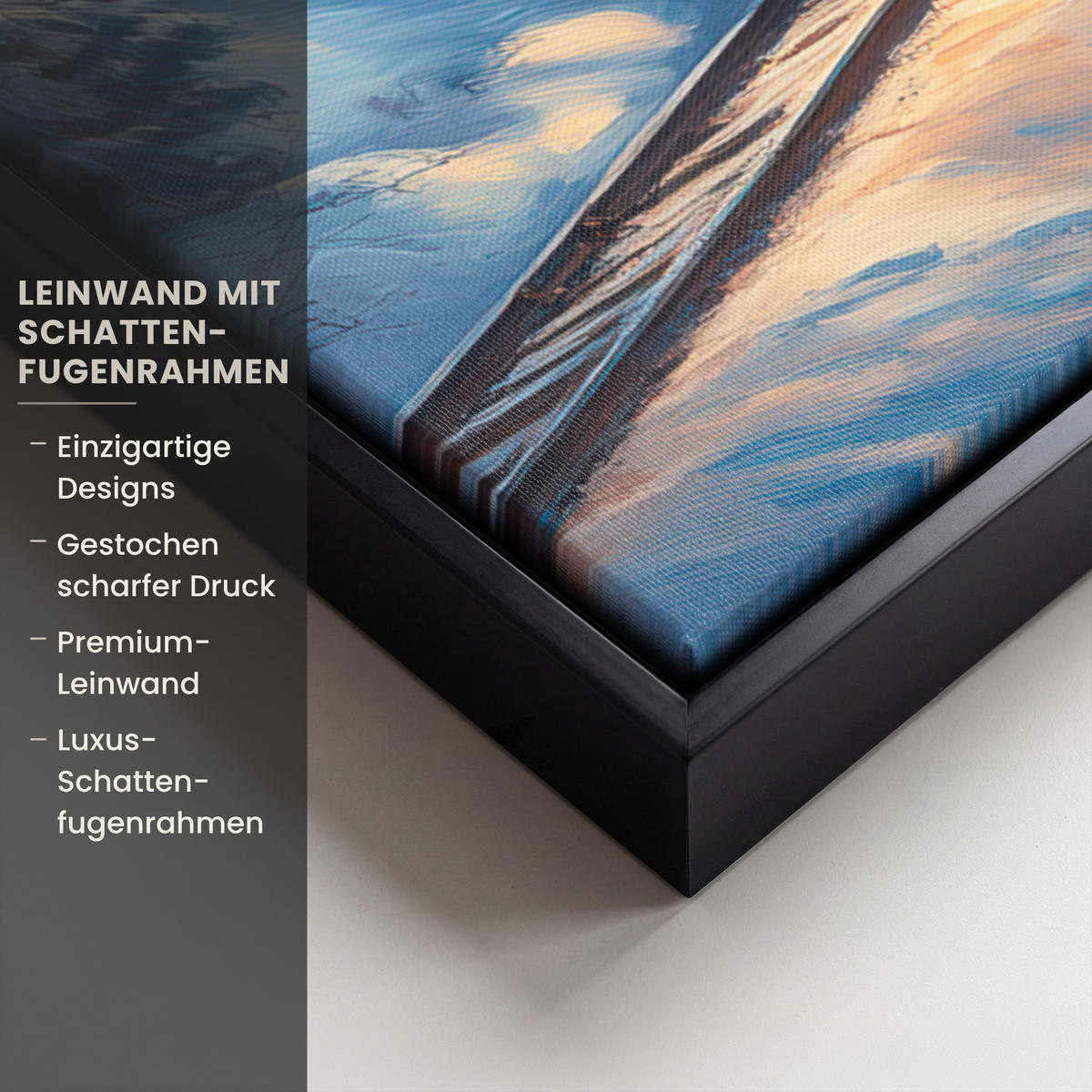 LEINWAND Bilder mit Rahmen - Zug - Weihnachten - Schnee - Weihnachtszug - 50x50 - Anthrazit, Textil (50/50cm) - MuchoWow