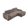 ECKSOFA OMBO 285x168x77/97 cm, Rechts, Schlaffunktion, elektr. Sitz, Kopfstützen, Buche dunkel, hydrophober SALVADOR-Stoff – Cappuccino - Cappuccino, Holz/Textil (285/168cm) - DomoHome