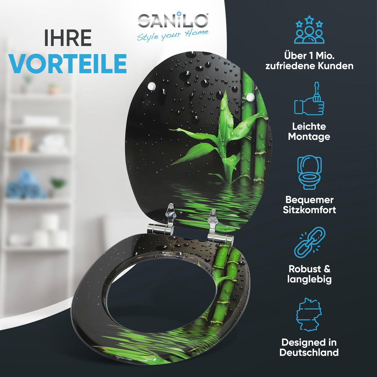 WC-SITZ mit Absenkautomatik Virella - Grün, Holzwerkstoff (38/6/47cm) - Sanilo