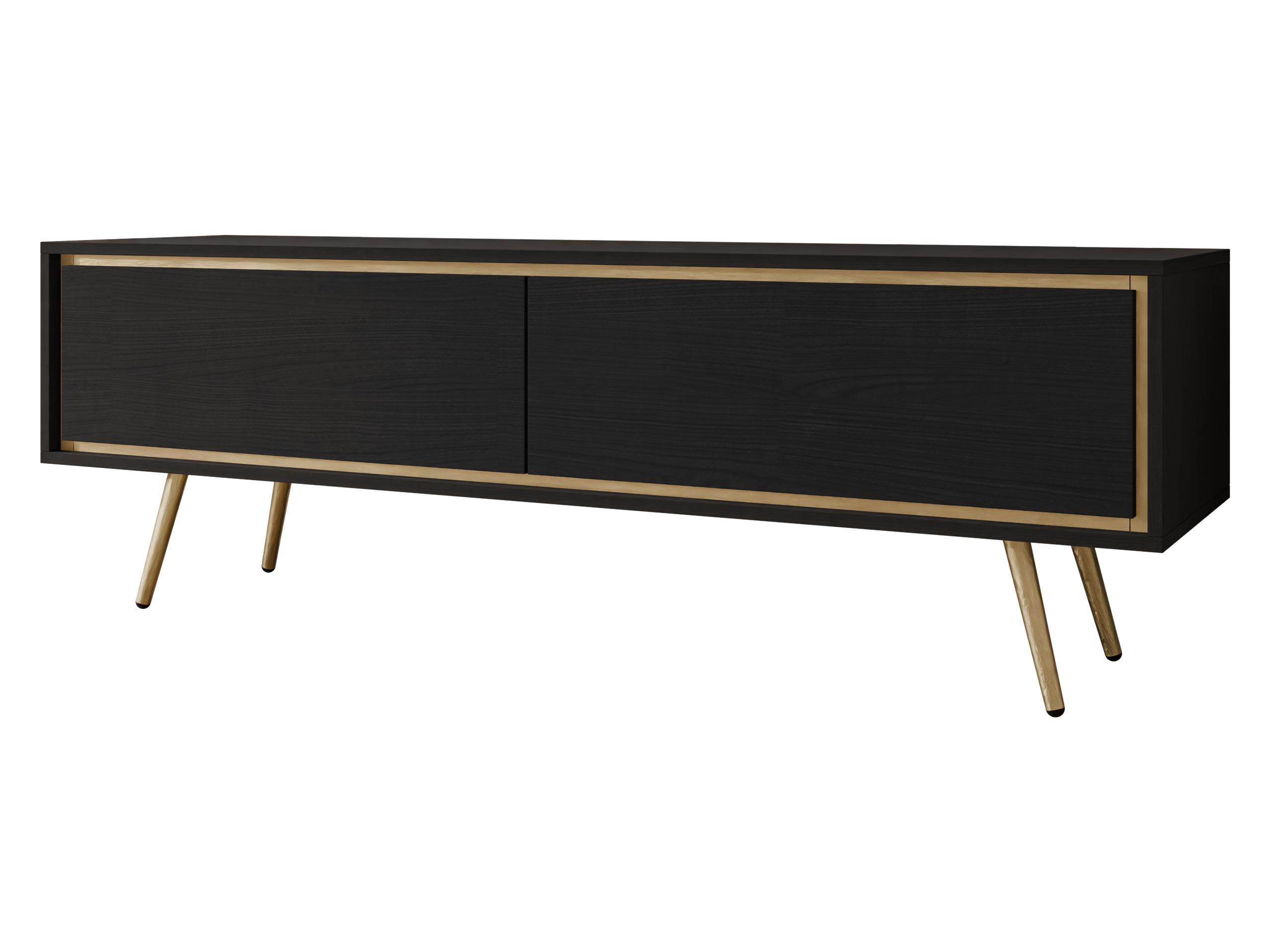 TV-LOWBOARD Tori 02 - Goldfarben/Schwarz, Holzwerkstoff/Metall (150/50/40cm) - MIRJAN24
