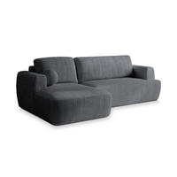 ECKSOFA SENTI P L-S Grau Kordstoff mit Schlaffunktion - Grau, Holz (246/148cm) - MASSENO