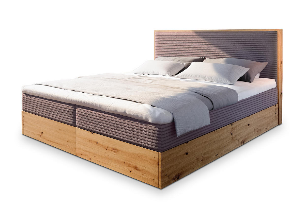 POSTEL BOXSPRING VERDON 160x200 cm, s matrací a úložným prostorem, starorůžová - starorůžová, kompozitní dřevo/textil (160/200cm) - MASSENO