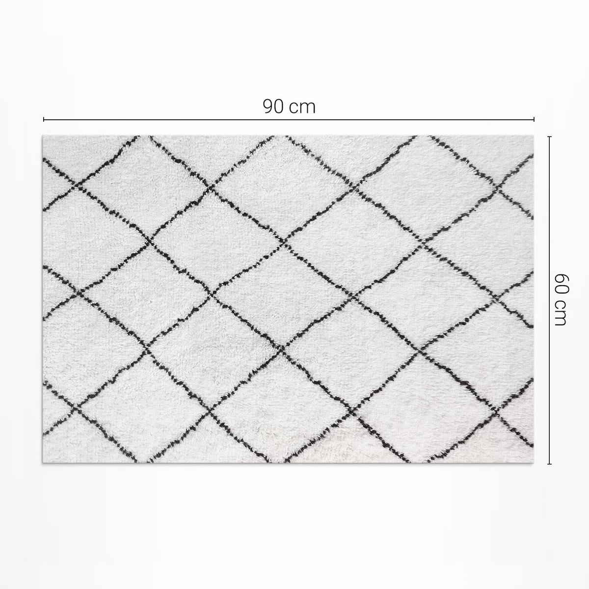 TEPPICH 60x90 cm Schwarze Linien Plüsch-Imitation Muster - Schwarz, Kunststoff (60/90cm) - Wallfluent