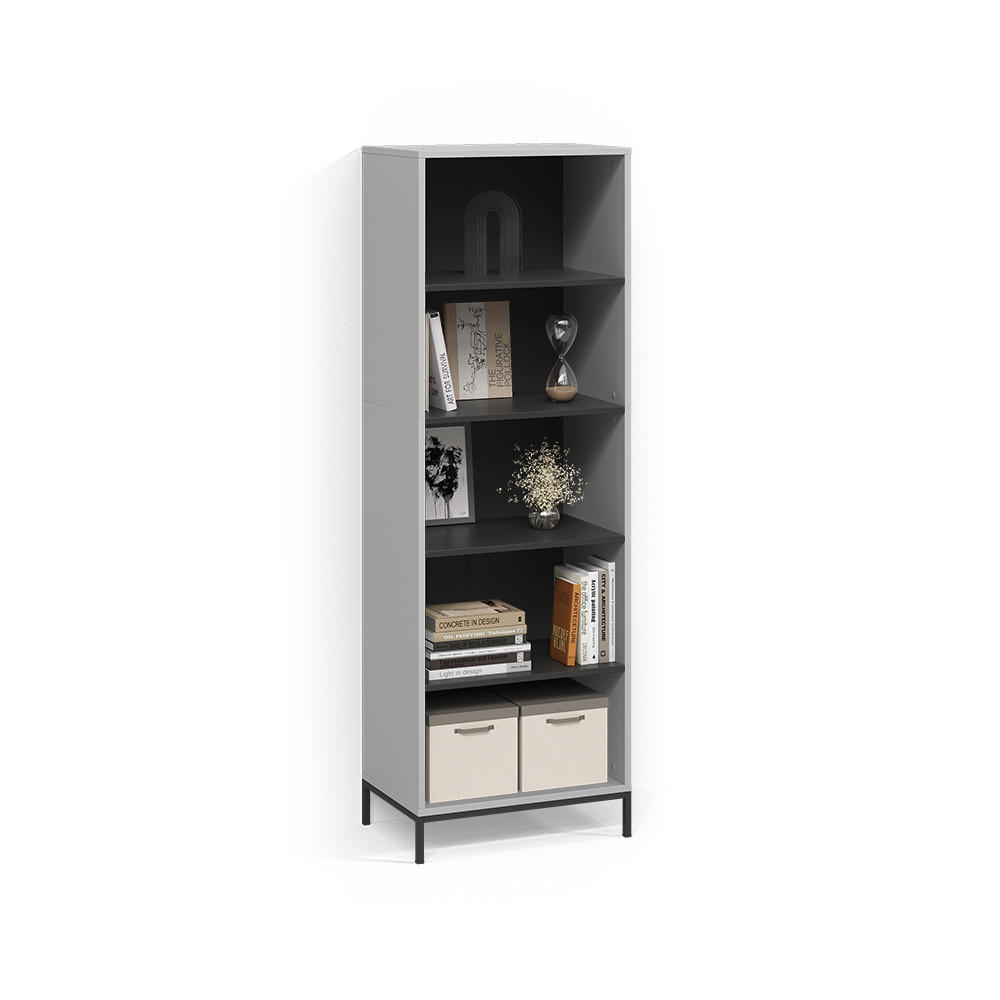 Livinity® Bücherregal Grau 60x180x40 cm