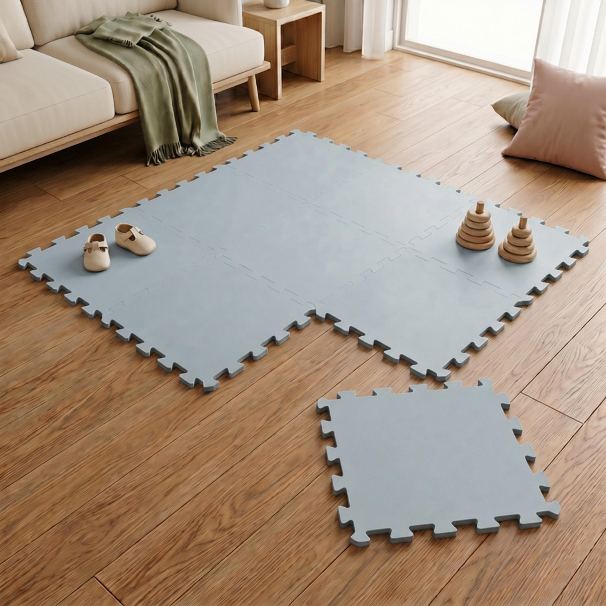 SPIELMATTE ab Null - 90 cm Baby Puzzlematte Blau - Blau, Kunststoff (30/30cm) - Littletom
