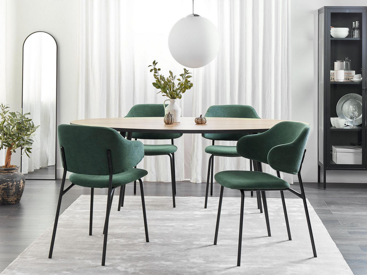 STUHL 2er-Set Polsterbezug Grün Kenai - Grün, Textil/Metall (46/82/58cm) - Beliani