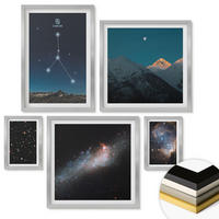 WANDBILDER 5er Set - 50x50 cm & 20x30 cm & 40x60 cm Silberner Rahmen - Weltraumgalaxie-Konstellation Krebs - Silberfarben, Kunststoff (40/60cm) - ArtPrintCave
