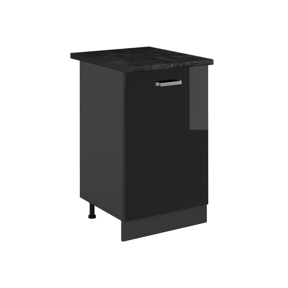 KÖKSUNDERSKÅP R-Line, Svart högblank/antracit, 50 cm antracitas stalviršis Svart högglans, Antracit 81.6/50/60 cm