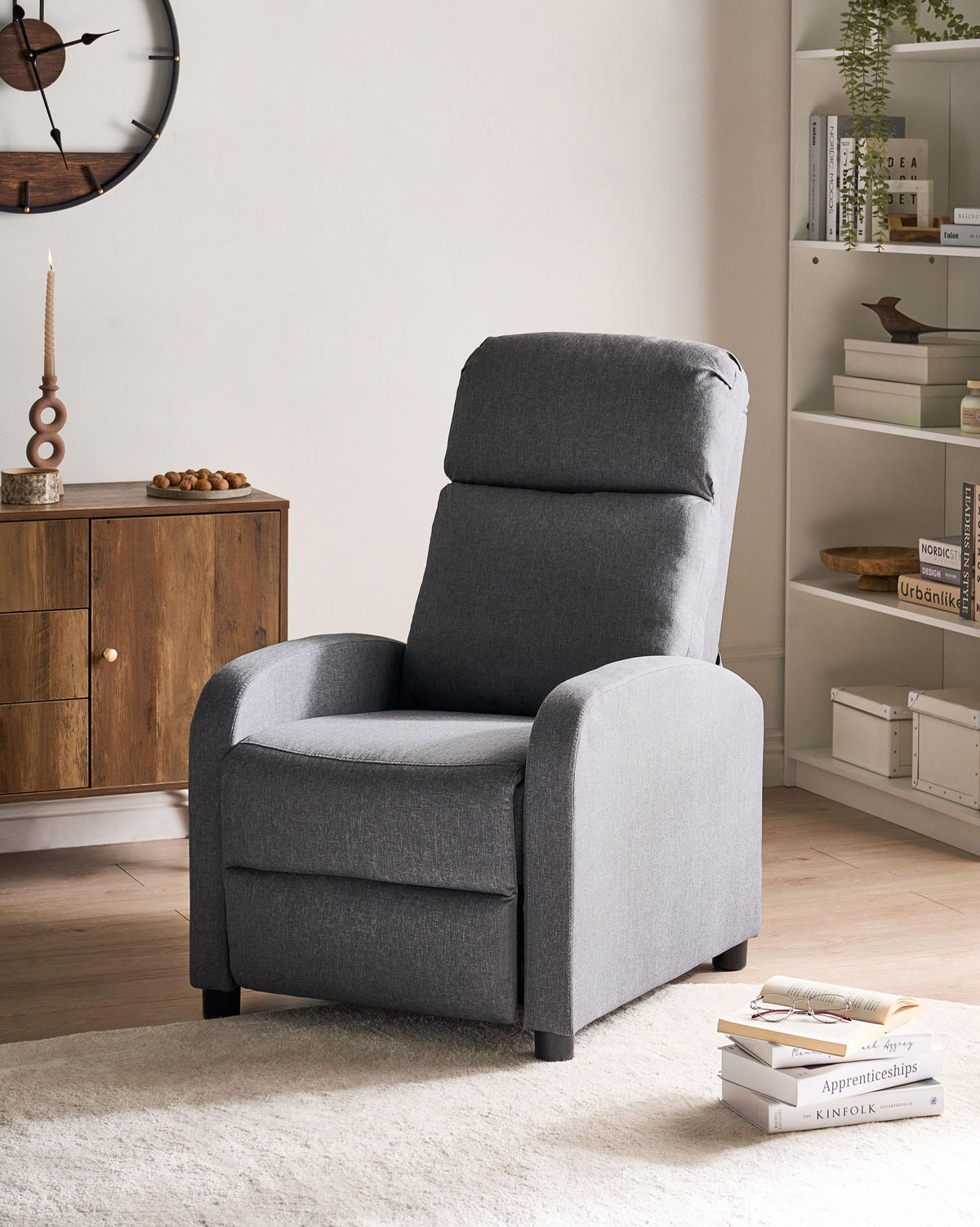 FERNSEHSESSEL Grau Eminence - Schwarz/Grau, Textil (66/103/74cm) - Beliani