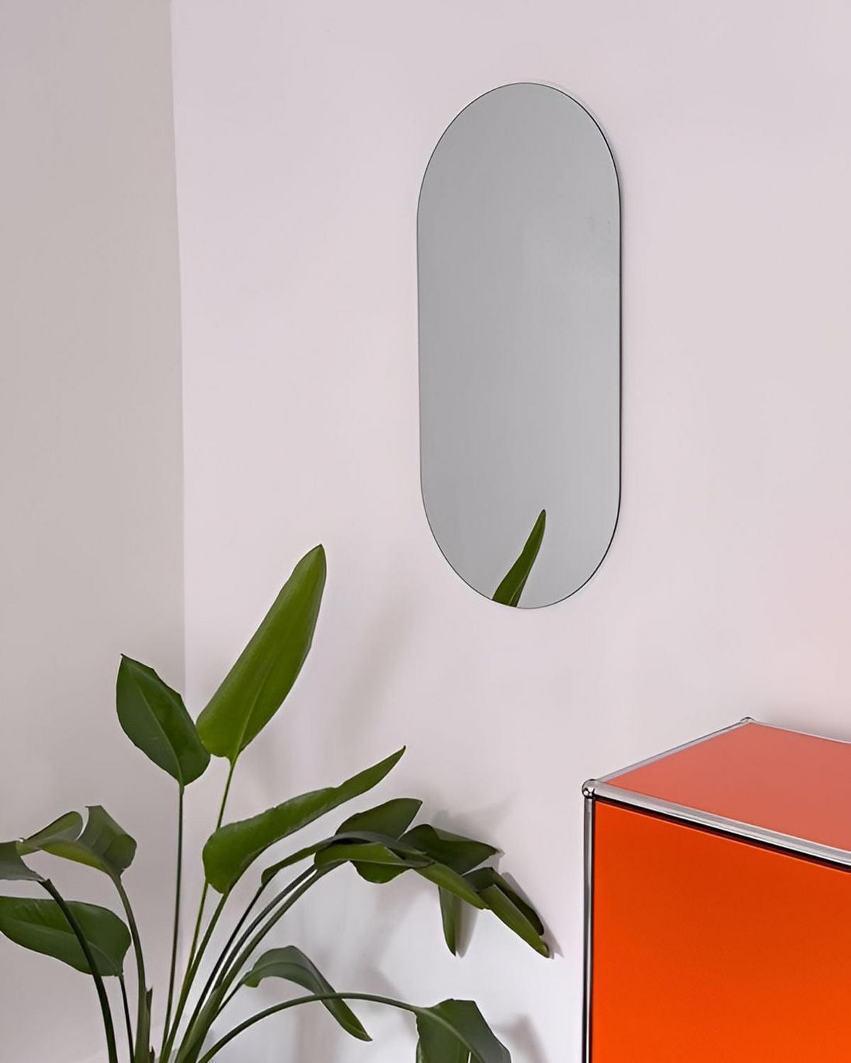 WANDSPIEGEL oval 40/80 cm Silber Alfortville - Silberfarben, Glas (40/0.5/80cm) - Beliani