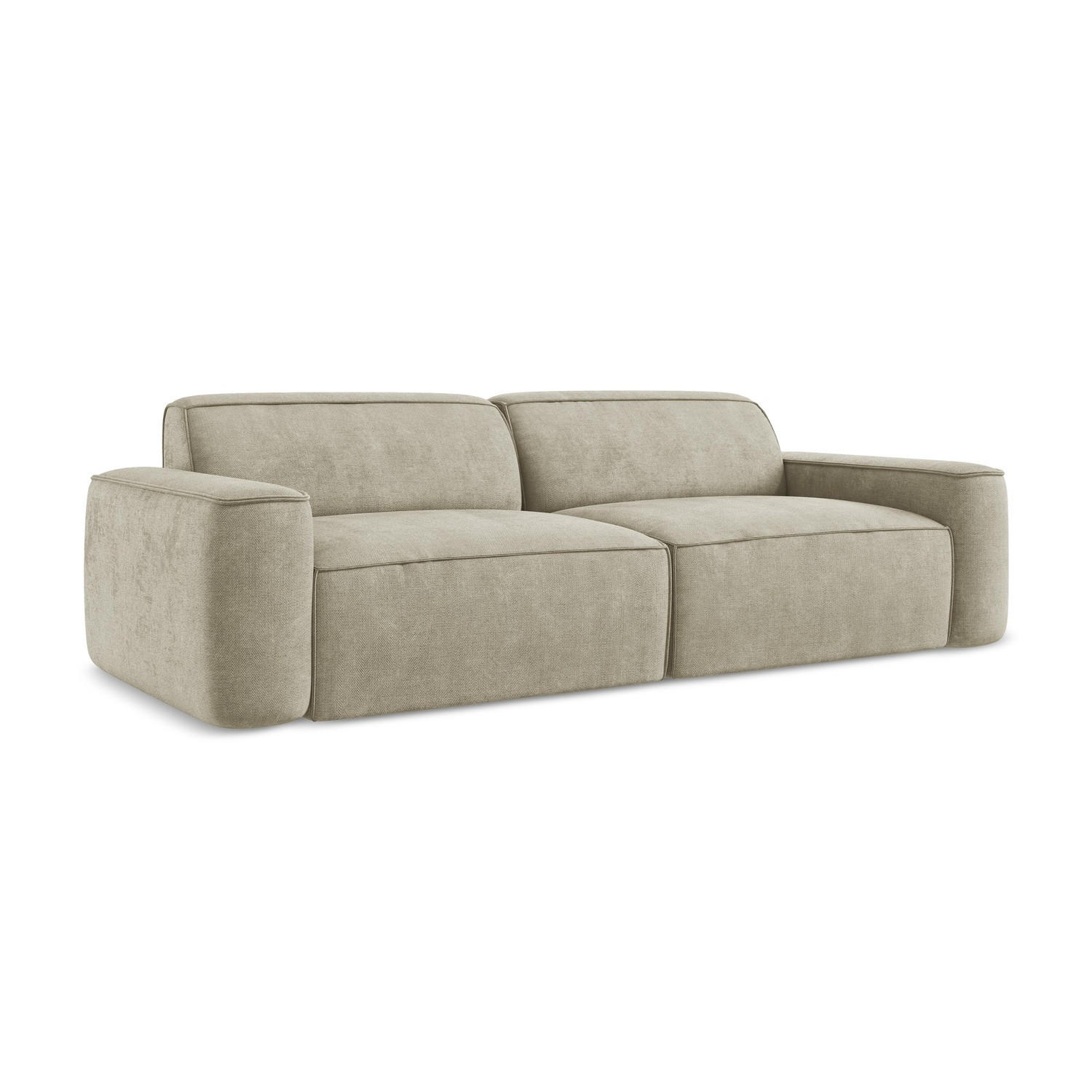 4-SITZER-SOFA Chenille Stoff Beige - Beige/Schwarz, Holzwerkstoff/Kunststoff (244/70/102cm) - LaMiaSofa