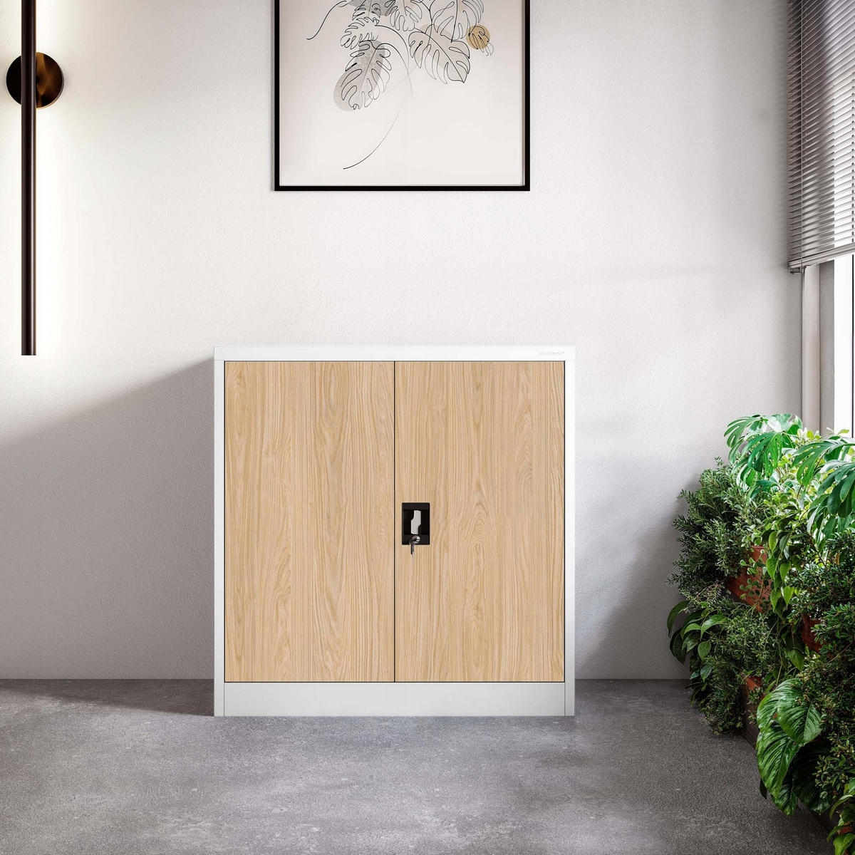 METALLSCHRANK Beata - Beige/Weiß, Metall (90/93/40cm) - Jan Nowak