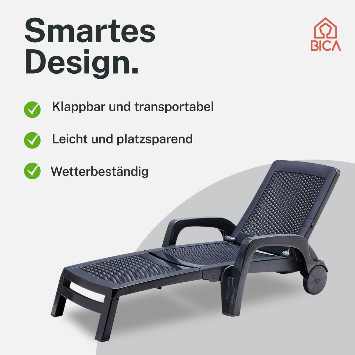 SONNENLIEGE Cancun verstellbare anthrazit mit Rollen - Anthrazit, Textil (70/46/190cm) - BICA