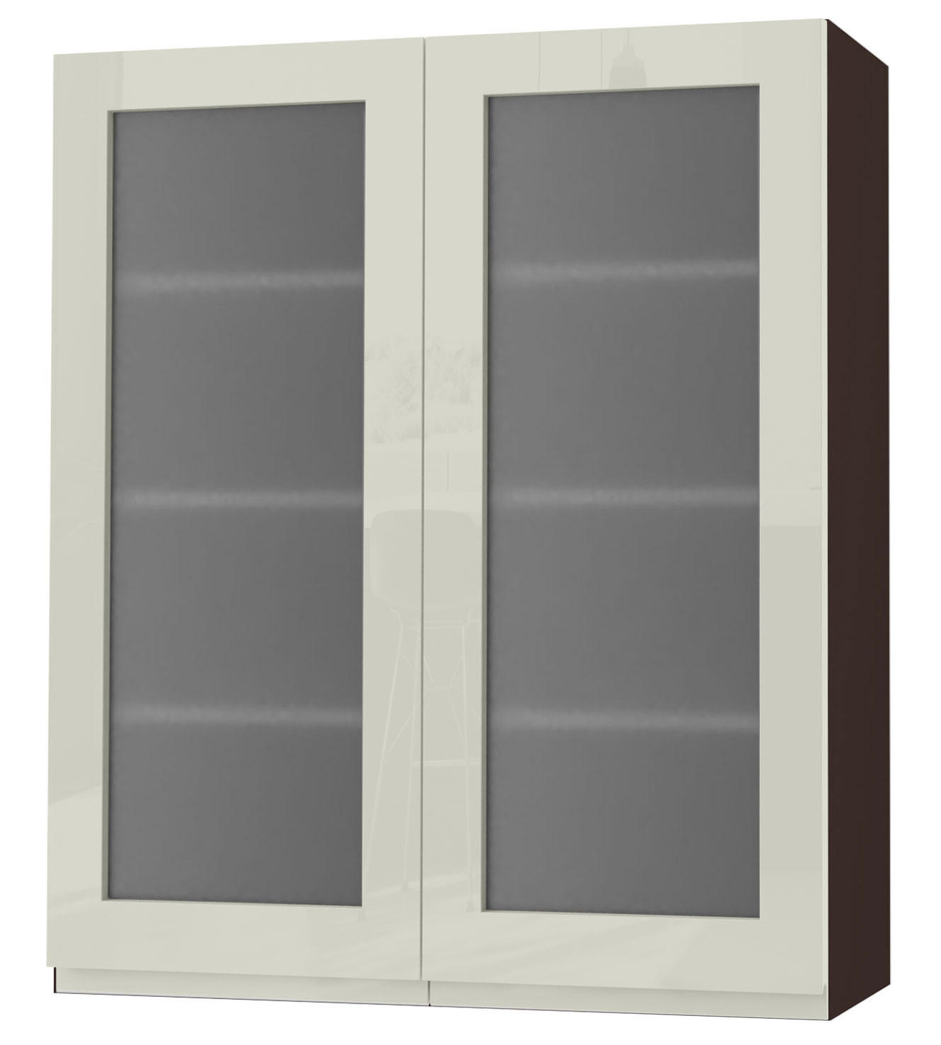 HÄNGESCHRANK Florence W4S/80 Lava / RAL 1013 perlweiß HG 80 / 32,5 / 96cm - Dunkelgrau/Weiß Hochglanz, Holz/Holzwerkstoff (80/96/32.5cm) - Feldmann-Wohnen