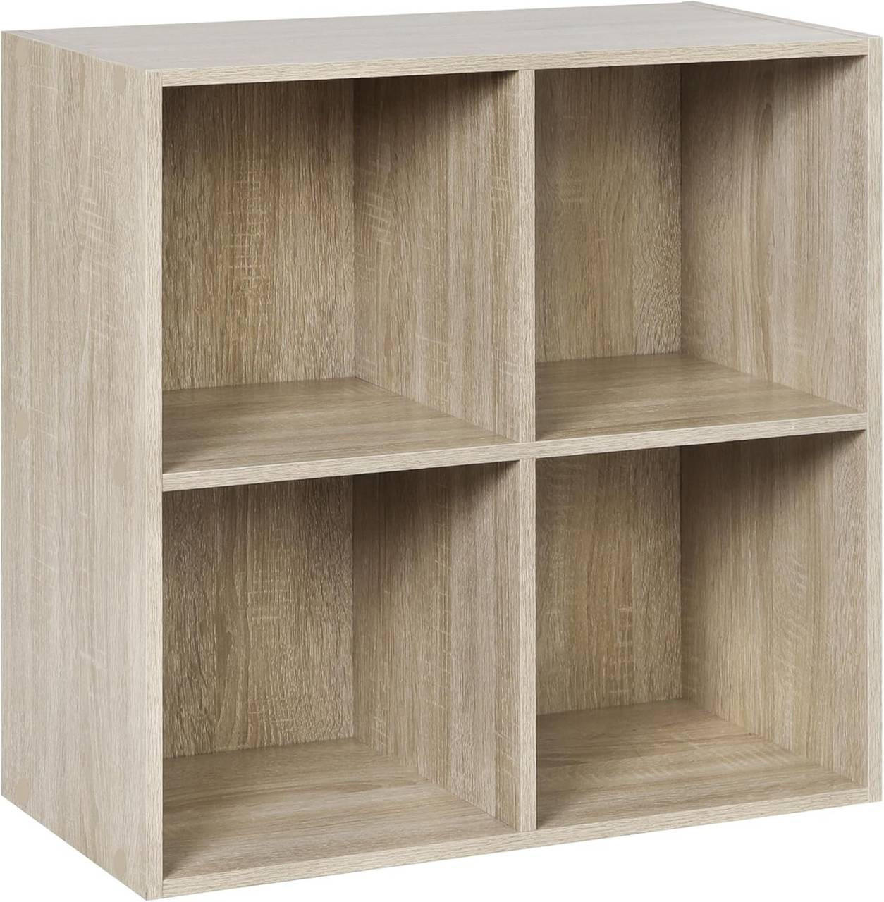 BÜCHERREGAL mit 4 Fächer, Holzwerkstoff, Helle Eiche - Eichefarben, Holzwerkstoff (59.6/59.8/29cm) - Woltu
