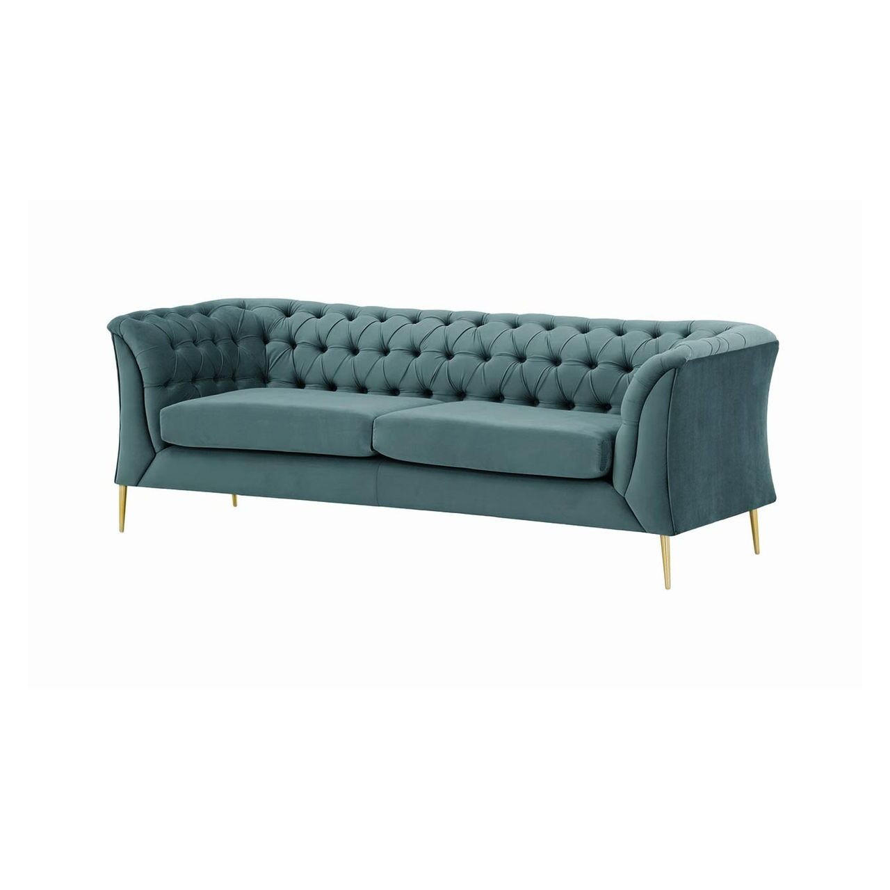 2,5-SITZER-SOFA Chesterfield Modern-Velluto 12 - Blau, Holz/Textil (209/74/80cm)
