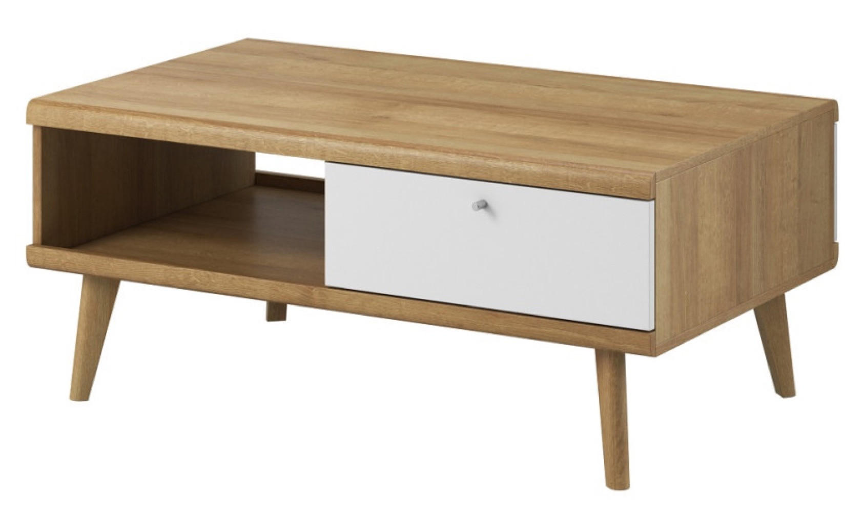 TISCH Weiß Riviera Eiche DRIMO Mit Massivholzbeinen - Multicolor, Holzwerkstoff (71/71/46cm) - Sepro Meble