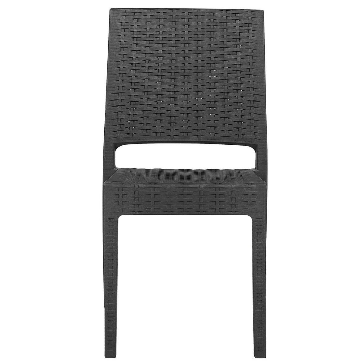 GARTENSTUHL 2er-Set Rattanoptik graphitgrau Fossano - Grau, Kunststoff (60/89/47cm) - Beliani