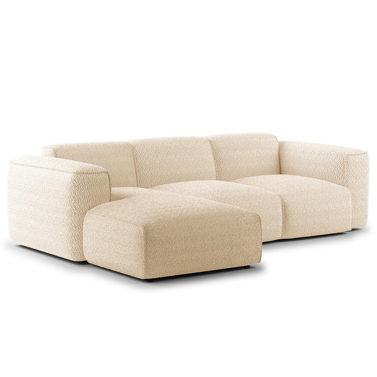 3-SITZER ECKSOFA mit Longchair - Beige/Schwarz, Kunststoff/Textil (251/173cm) - home24