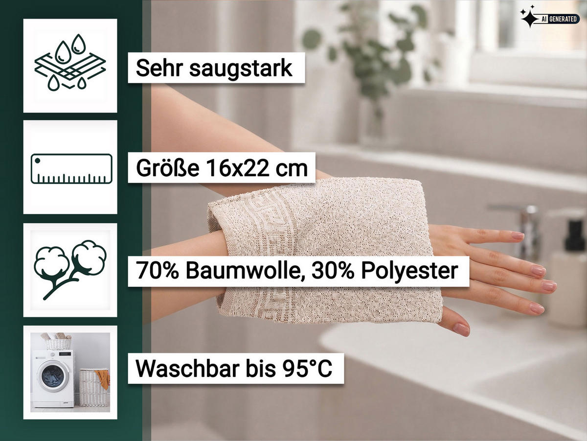 WASCHHANDSCHUH, 20er-Set, 16x22 cm, 70% Baumwolle, 30% Polyester, Braun - Braun, Textil (16/22cm) - Zollner