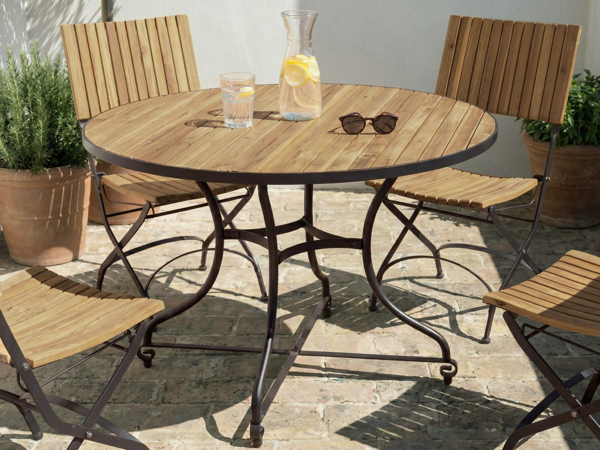 GARTENTISCH 120/120 cm Akazienholz Hellbraun Lascari - Hellbraun, Holz (120/120/74cm) - Beliani
