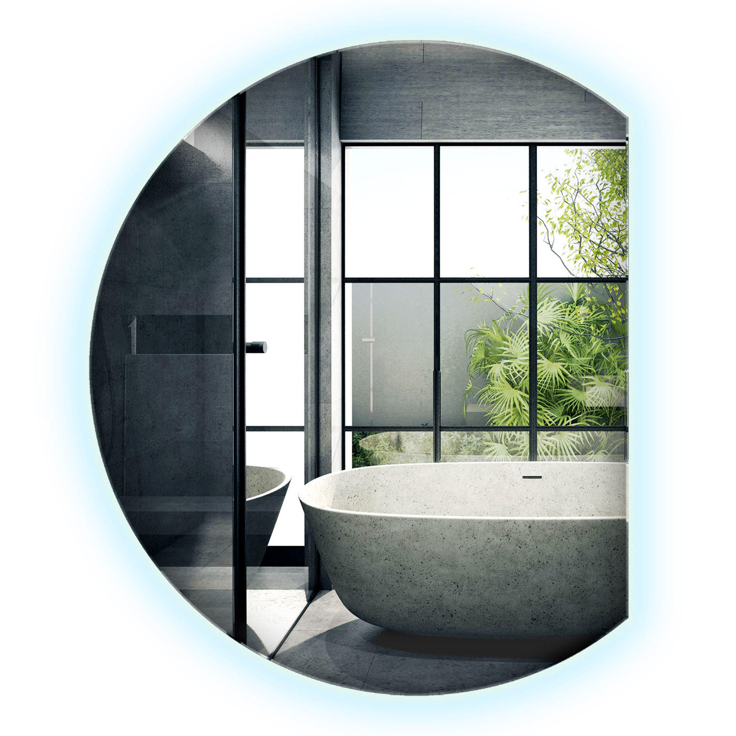 LED SPIEGEL 70 cm x 80 cm Asymmetrische Form Kaltweiß 6000 K - Transparent, Glas (70/80/0.4cm) - Wallfluent