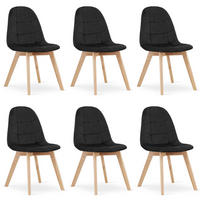 STUHL SORANO 6-er Set, Schwarz, mit Samtstoff gepolstert - Schwarz, Holz/Textil (45/82/54cm) - Komodee