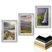 WANDBILDER 3er Set - 20x30 cm Silberner Rahmen - Berglandschaften Wasserfall - Silberfarben, Kunststoff (20/30cm) - ArtPrintCave