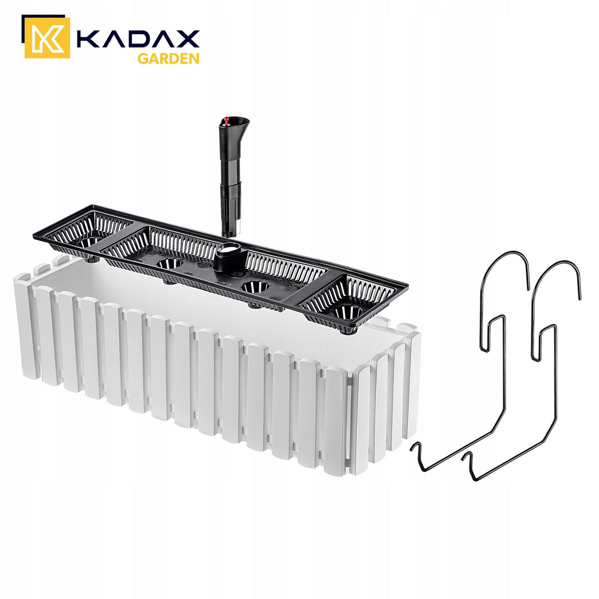 BALKONKASTEN mit Griffen und Bewässerungssystem, 60 cm, Weiß - Weiß, Kunststoff (18/58cm) - KADAX