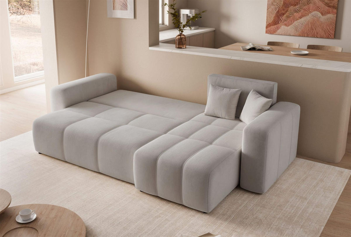 ECKSOFA Leros Mit Schlaffunktion - Hellgrau, Holzwerkstoff/Textil (145/248cm) - Fun Möbel