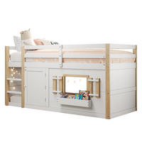 ETAGENBETT mit Spielfläche 90x200 cm Massivholz Weiß - Weiß, Holz (90/200cm) - Meubliv