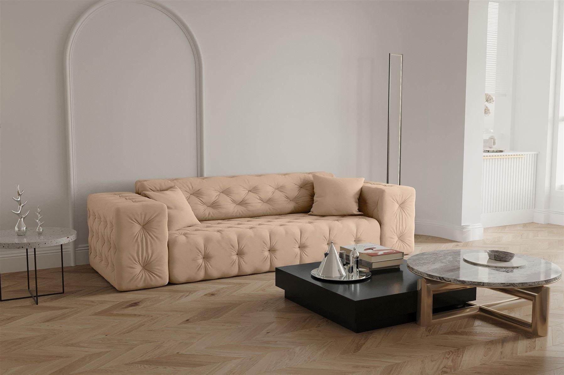 Thumbnail - Fun Möbel Sofaset, Beige, Textil, 251x78x96 cm, Wohnzimmer, Sofas & Couches, Sitzgarnituren