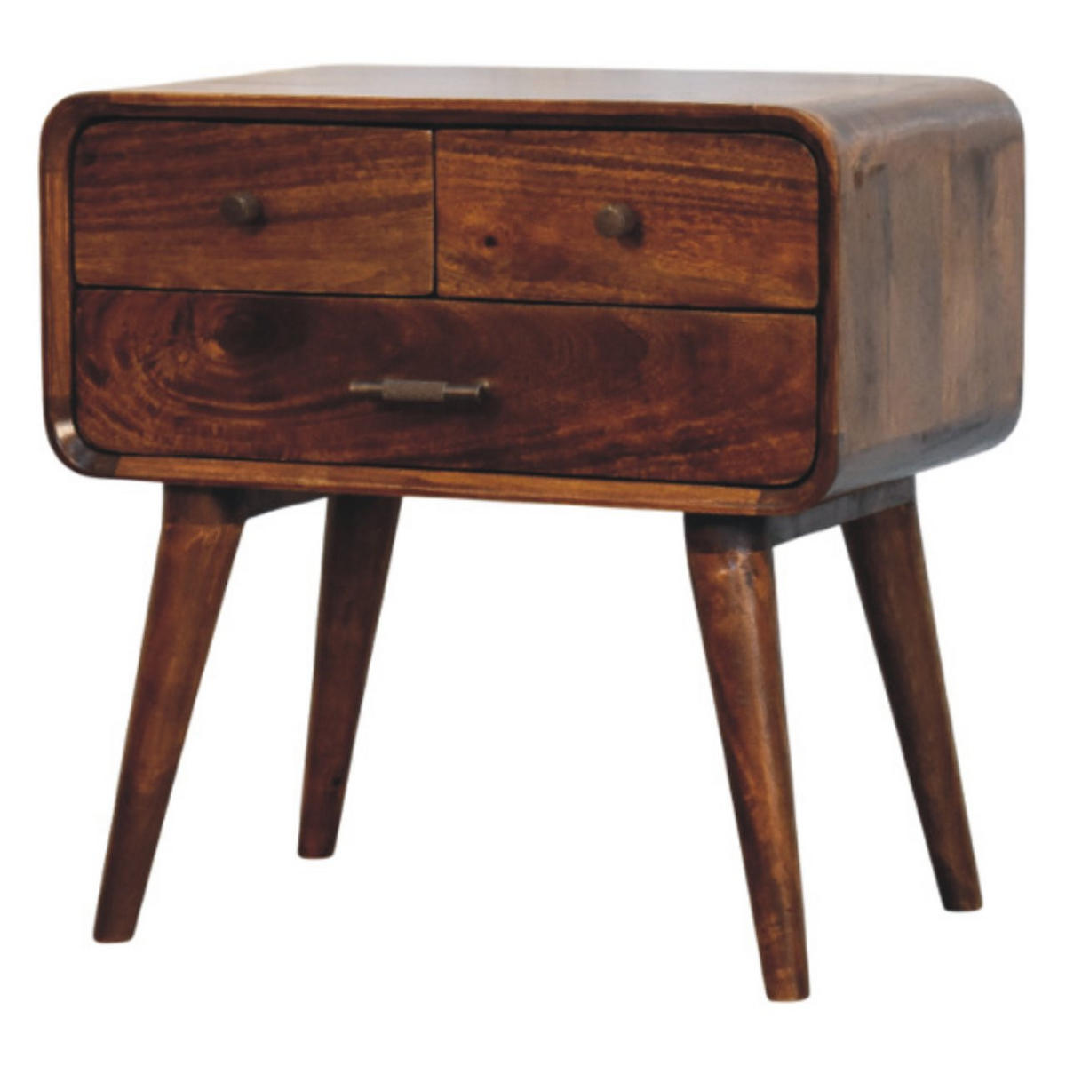 AVORA NOČNA OMARICA v kostanjevem zaključku s 3 predali - hnedá, drevo (35/55/55cm) - Artisan Furniture