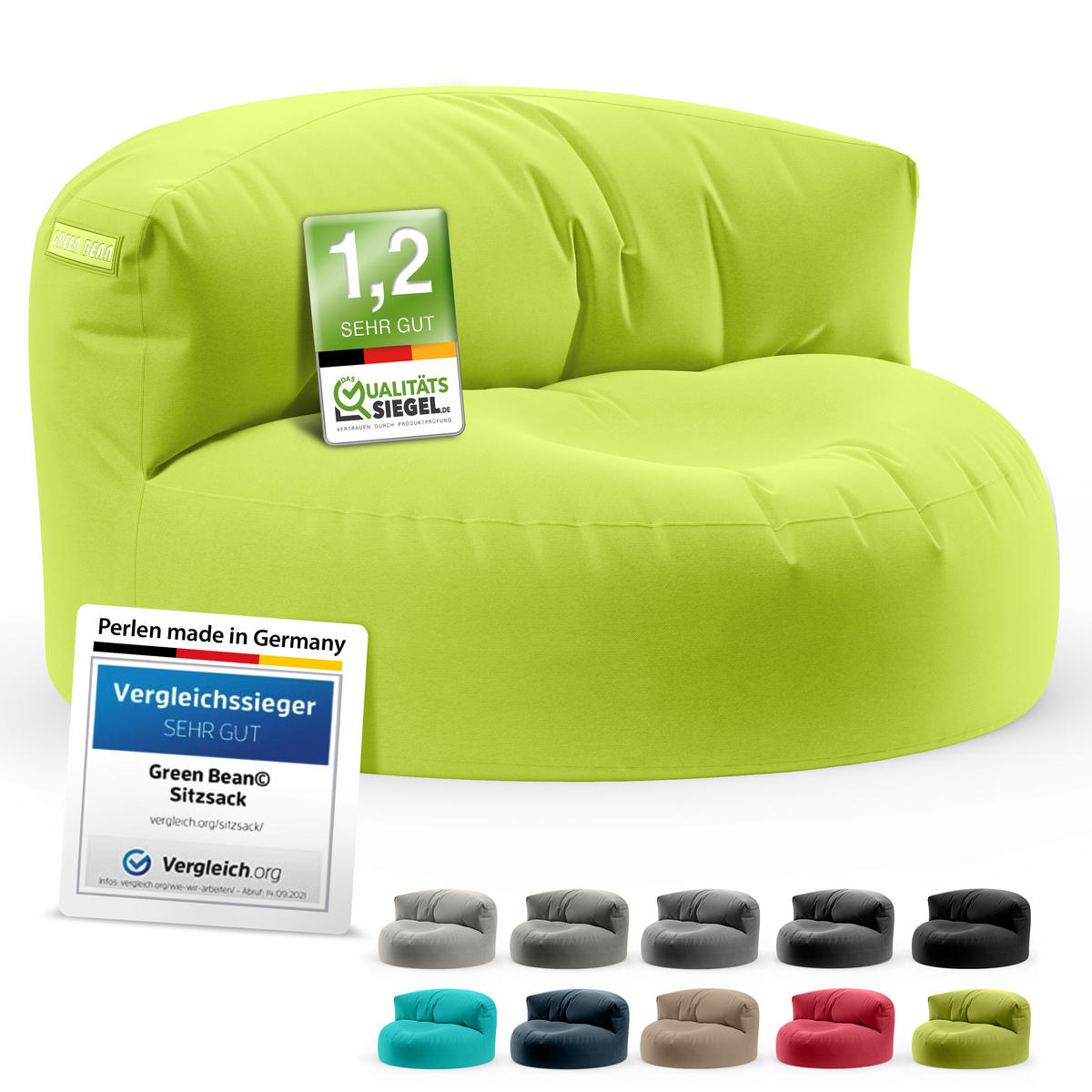 INDOOR OUTDOOR SITZSACK Lounge Sofa - Hellgrün, Textil (90/50/50cm) - Green Bean