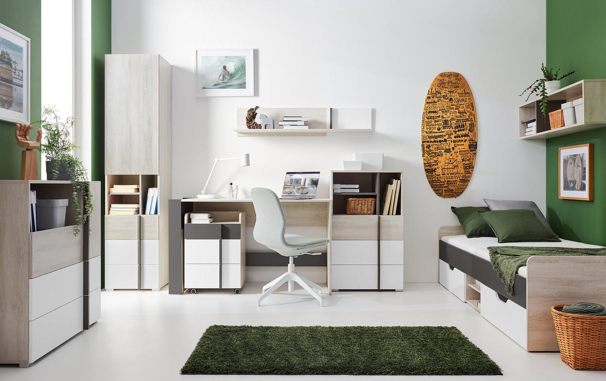 KOMMODE BERGAMO 60/100/40cm mit 3 Schubladen Türen Eichefarben - Eichefarben, Holzwerkstoff (60/100/40cm) - MASSENO