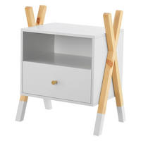 NACHTTISCH Jamie mit 1 Schublade Kinder - Weiß, Holz (30/55/46cm) - Juskys