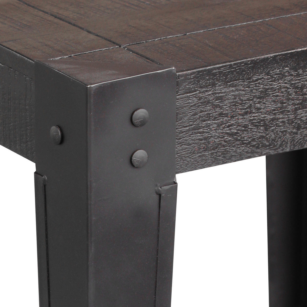 ESSTISCH - Mango massiv - Schwarz, Holz/Metall (90/90/76cm) - home24