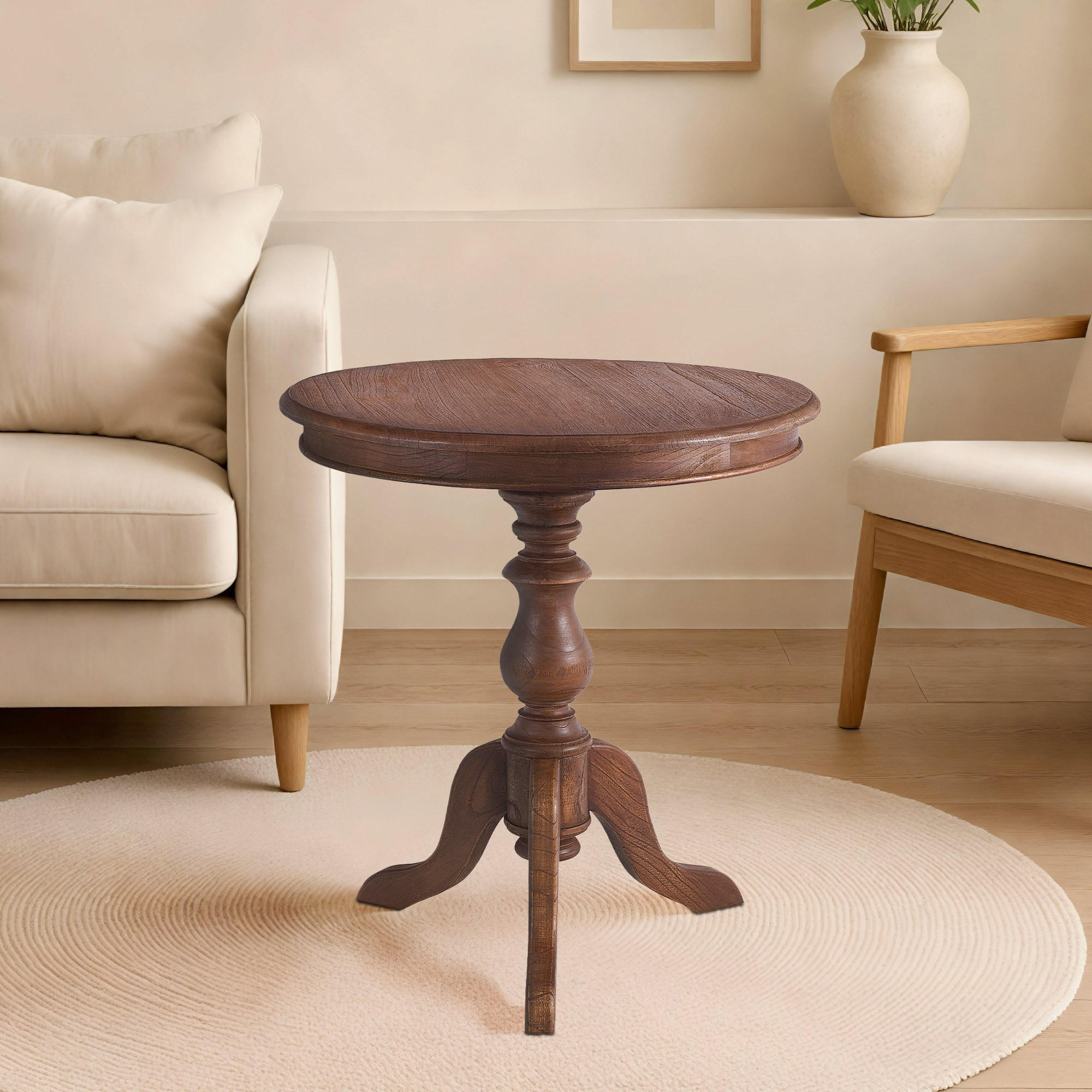BEISTELLTISCH rund 70 cm Holz Braun - Braun, Holz (70/70/76cm) - CLP