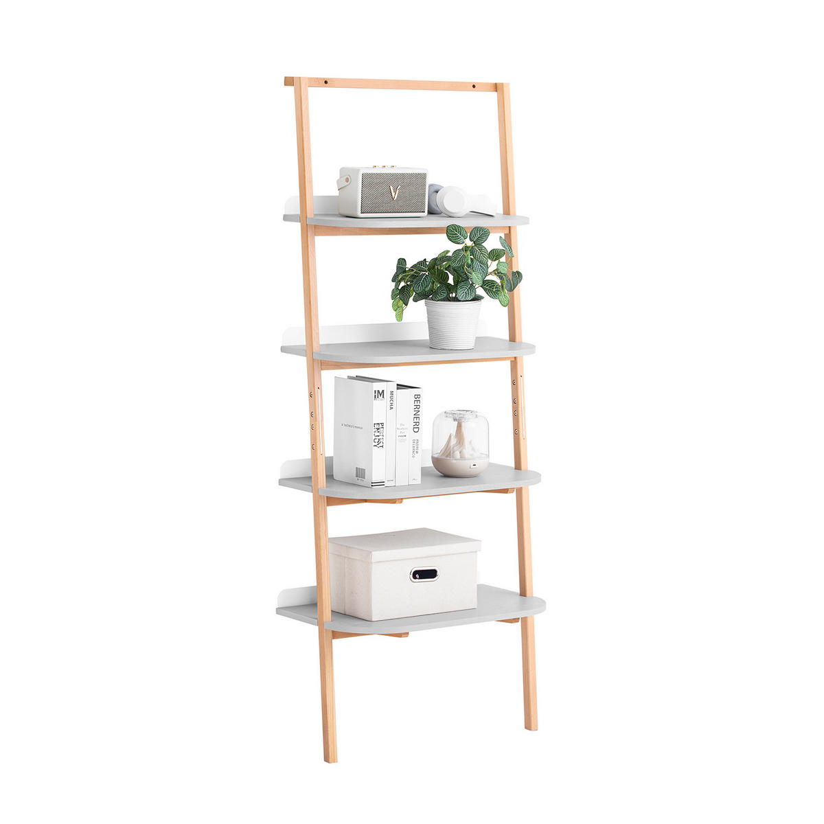 BÜCHERREGAL Grau-Natur - Naturfarben/Grau, Holz/Holzwerkstoff (65/169/39cm) - SoBuy