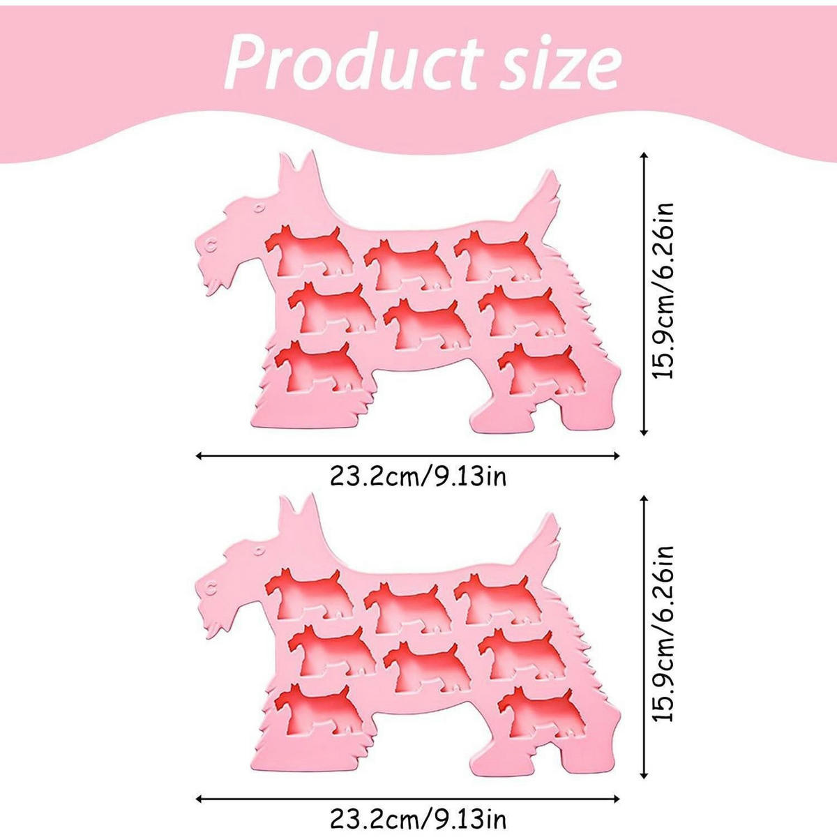EISWÜRFELFORM Scottie Hund 2er-Set Rosa 23,2x15,9 cm - Rosa, Kunststoff (15.9/1/23.2cm)