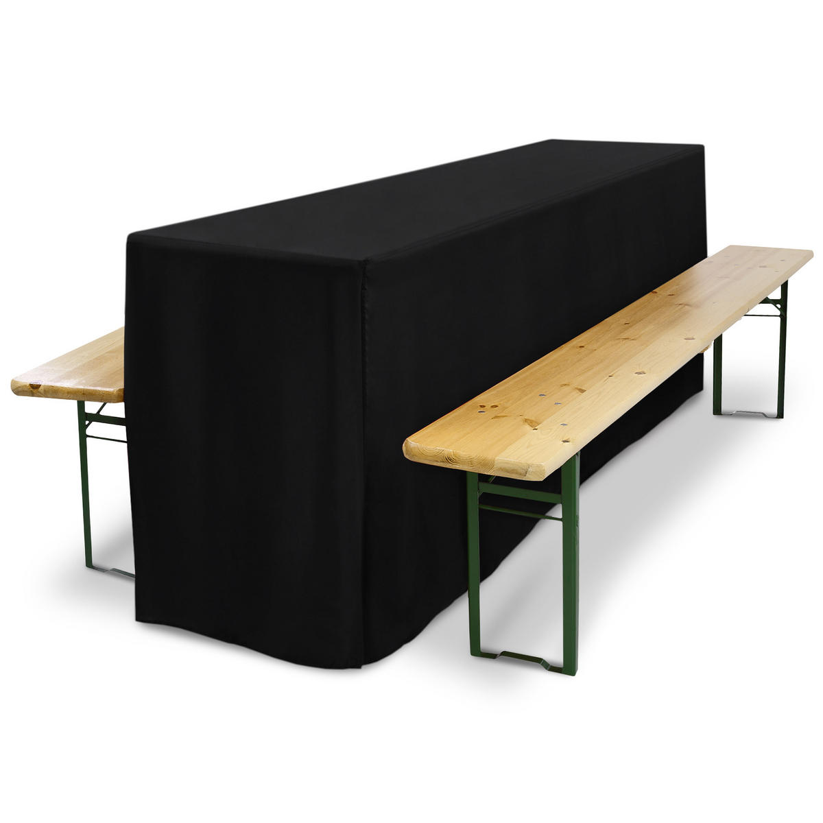 BIERTISCHHUSSE Premium L 70 cm Schwarz 3tlg - Schwarz, Kunststoff/Textil (70/220cm) - Beautissu 