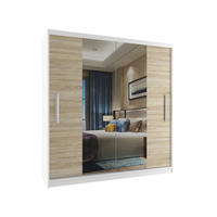 SCHWEBETÜRENSCHRANK Verona ME, Weiß/Sonoma Eiche Matt, 158 cm, mit Spiegel - Sonoma Eiche, Holz (158/216/60cm) - B BELINI GROUP