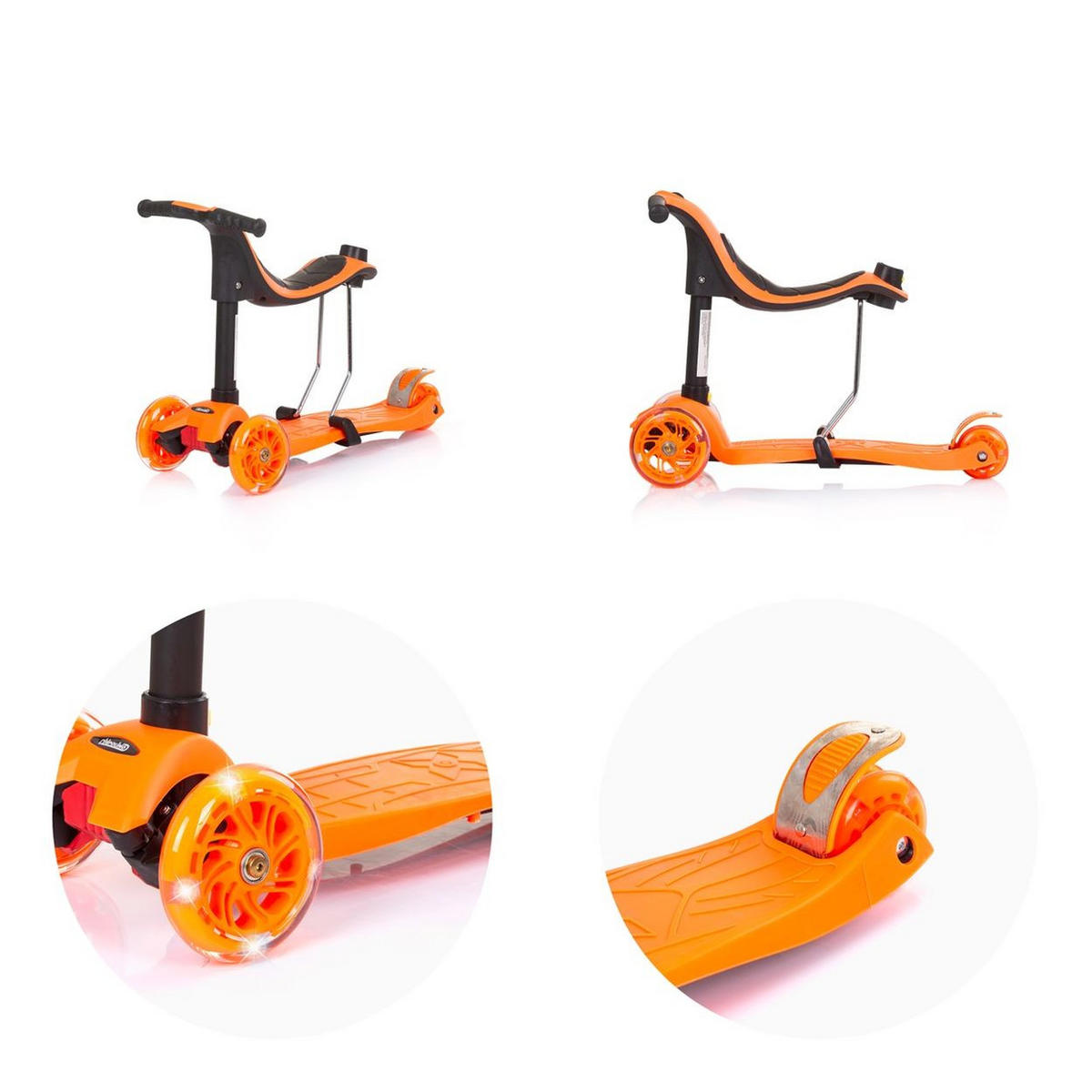 KINDERROLLER 3 in 1 Multi Plus orange 3 Räder, Laufrad, Roller, LED-Lichter - Orange, Metall (55/27/85cm) - Chipolino